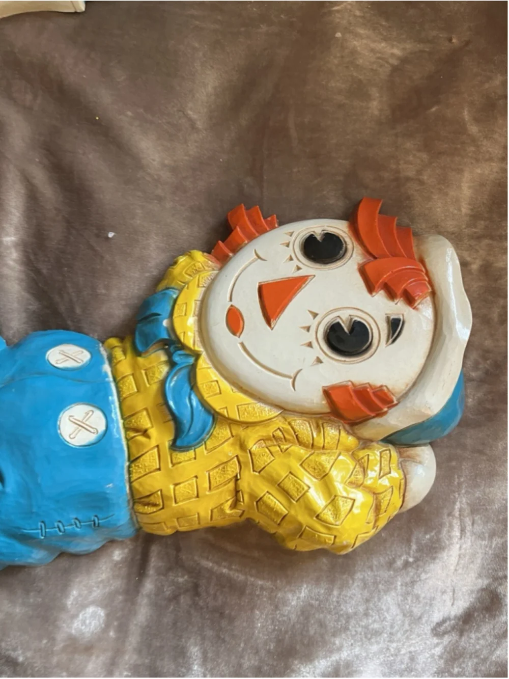 Raggedy Ann Andy VTG Nursery Wall Plaque Hanging Decor Bobbs-Merrill 1977 Set 2